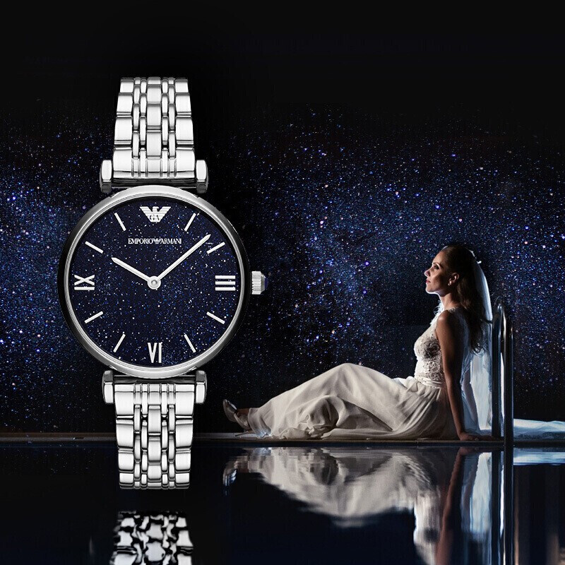 阿玛尼emporioarmani手表璀璨星空钢带石英女表ar11091